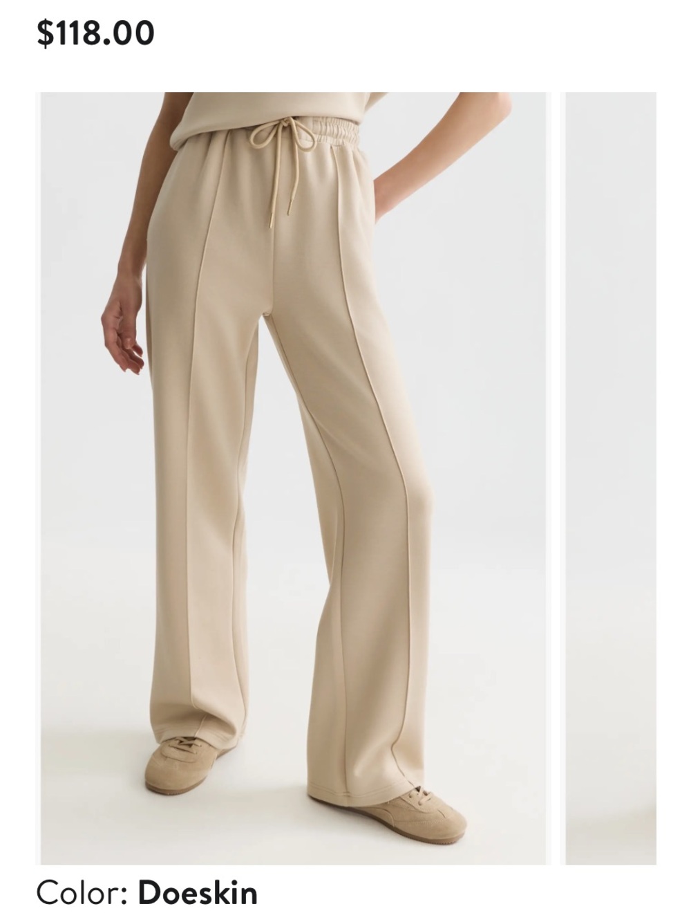 Cream Drawstring Wide-Leg Pants